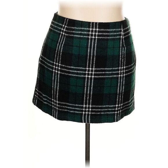 ✨Womens Wool Plaid Mini Skirt High Waisted Bodycon Pencil Sz S Skirt✨ - Picture 3 of 9